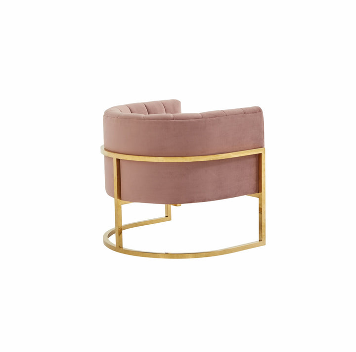 Modrest Landau Modern Pink Velvet & Gold Stainless Steel Accent Chair - MONAVILLA