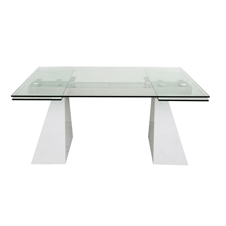 Modrest Latrobe Modern Extendable Quartz Stone & Glass Dining Table - MONAVILLA