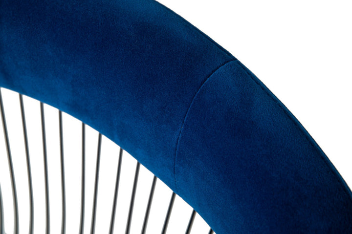 Modrest Lauren Blue Velvet and Stainless Steel Dining Chair - MONAVILLA
