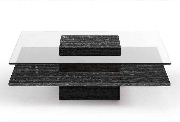 Modrest Clarion Modern Grey Elm & Glass Coffee Table - MONAVILLA