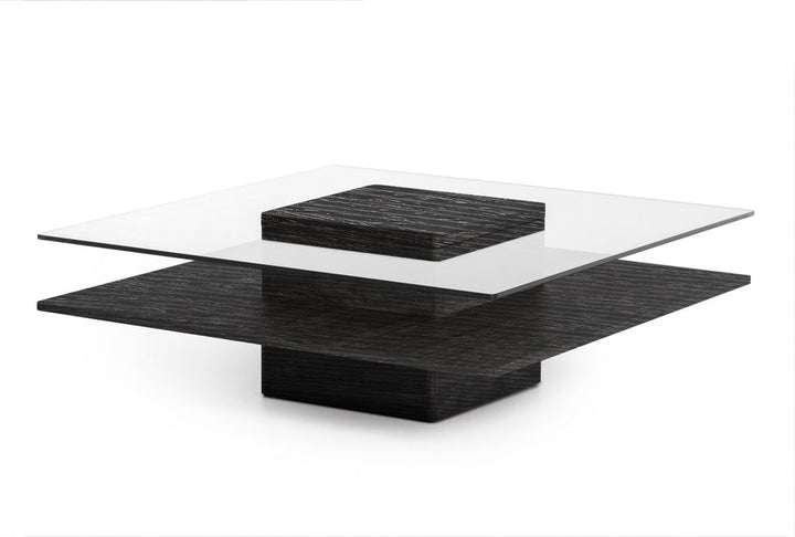 Modrest Clarion Modern Grey Elm & Glass Coffee Table - MONAVILLA