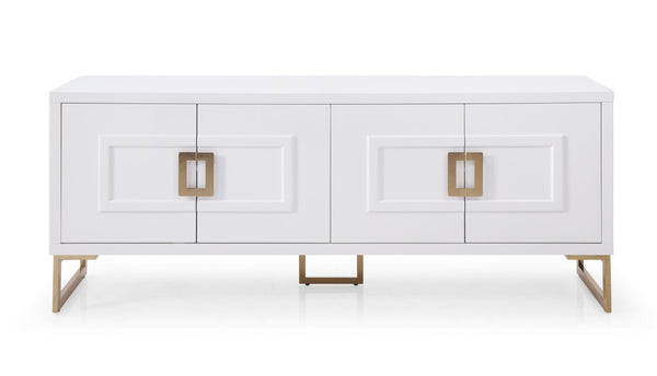 Modrest Leah Contemporary White High Gloss & Champagne Gold Buffet - MONAVILLA