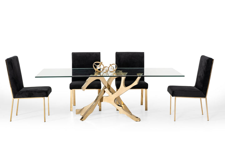 Modrest Legend Modern Glass & Gold Dining Table - MONAVILLA