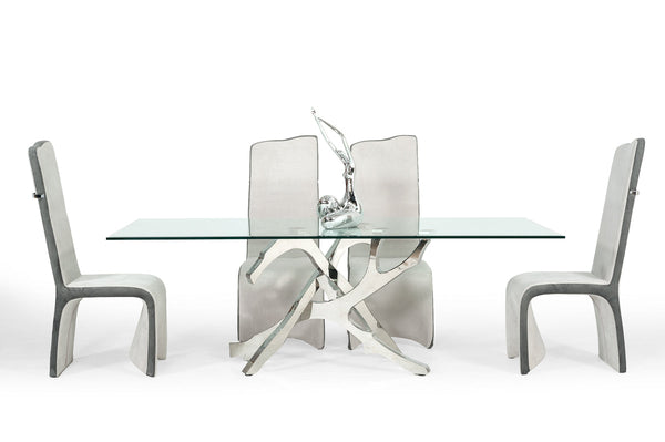 Modrest Legend Modern Glass & Stainless Steel Dining Table - MONAVILLA