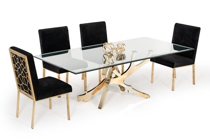 Modrest Legend Modern Glass & Gold Dining Table - MONAVILLA
