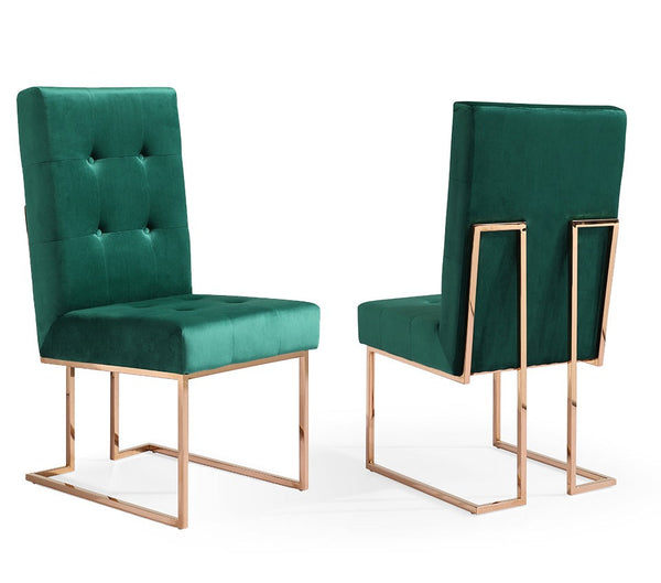 Modrest Legend Modern Green Velvet & Rosegold Dining Chair (Set of 2) - MONAVILLA
