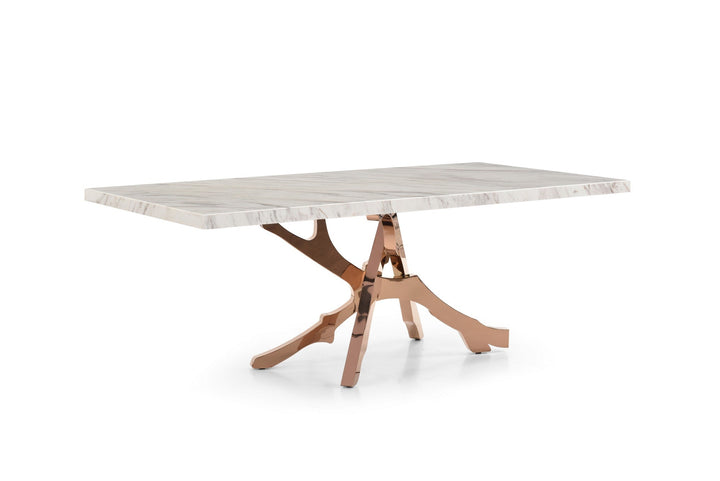 Modrest Legend Modern White Marble & Rosegold Dining Table - MONAVILLA