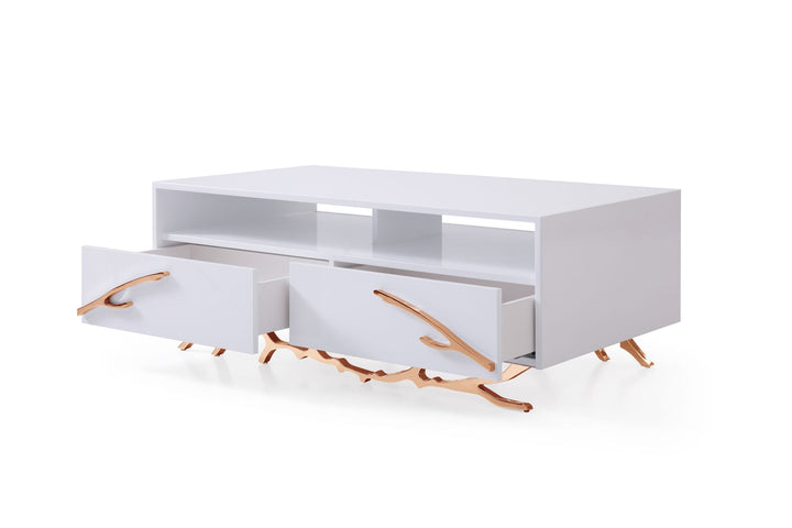 Modrest Legend Modern White & Rosegold Coffee Table - MONAVILLA