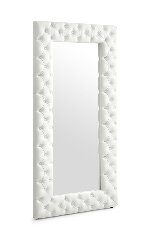 Modrest Legend Modern White Bonded Leather Floor Mirror - MONAVILLA