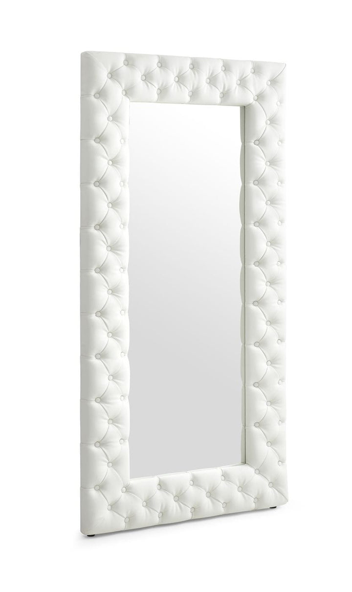 Modrest Legend Modern White Bonded Leather Floor Mirror - MONAVILLA