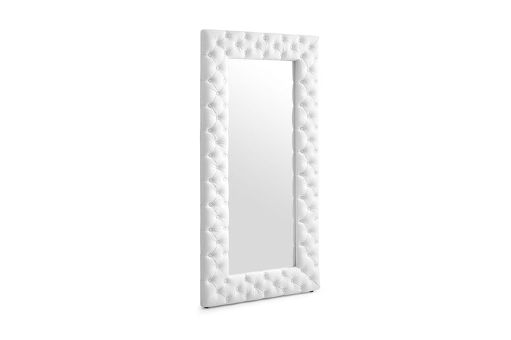 Modrest Legend Modern White Bonded Leather Floor Mirror - MONAVILLA