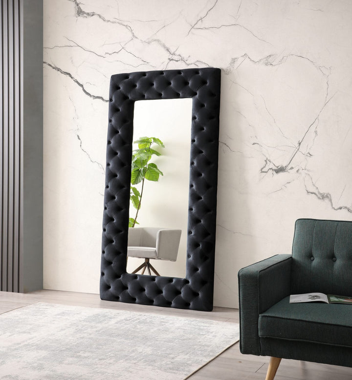 Modrest Legend Transitional Black Velvet Floor Mirror - MONAVILLA