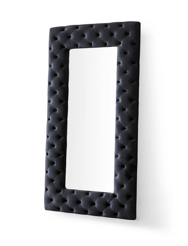 Modrest Legend Transitional Black Velvet Floor Mirror - MONAVILLA