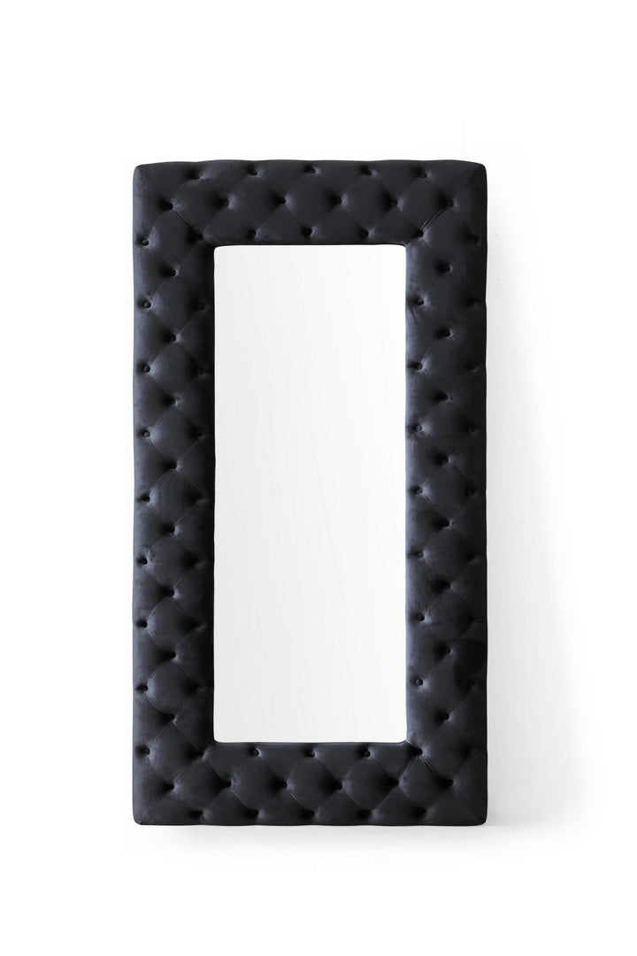 Modrest Legend Transitional Black Velvet Floor Mirror - MONAVILLA