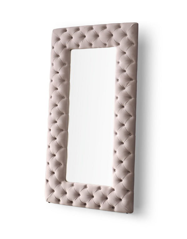 Modrest Legend Transitional Grey Velvet Floor Mirror - MONAVILLA