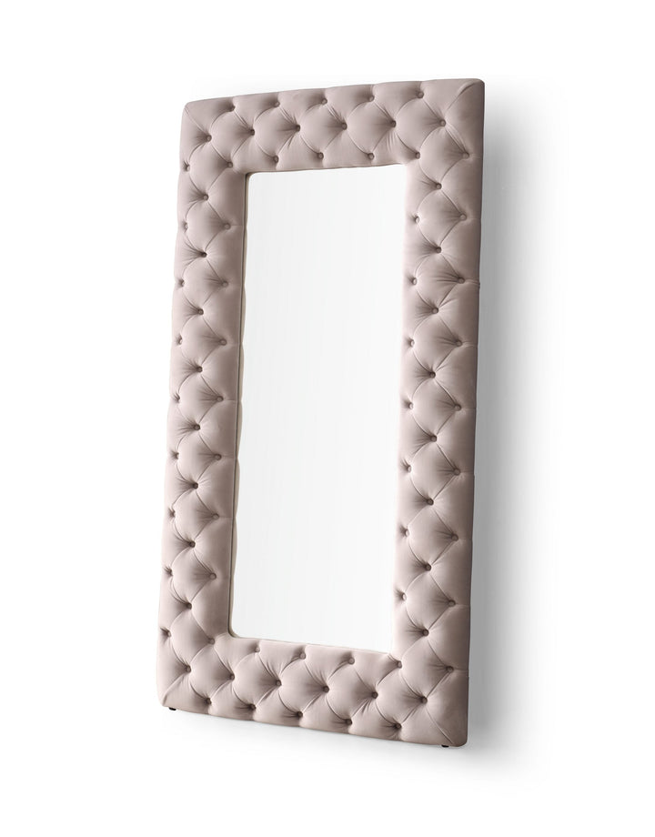 Modrest Legend Transitional Grey Velvet Floor Mirror - MONAVILLA