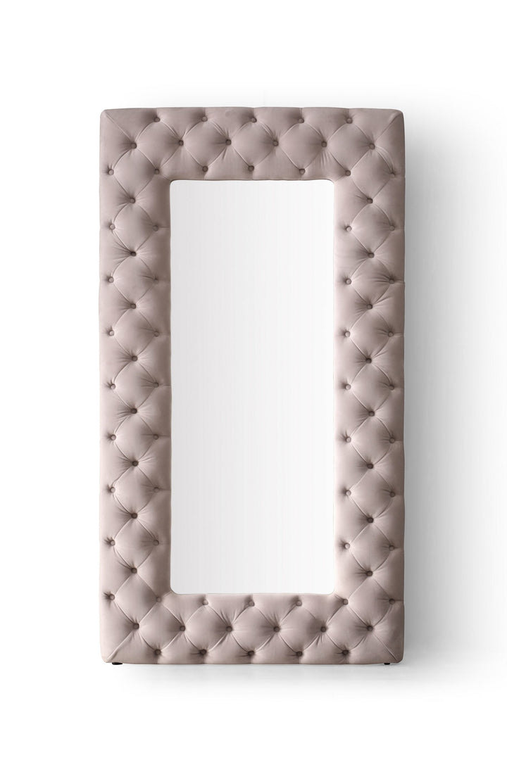 Modrest Legend Transitional Grey Velvet Floor Mirror - MONAVILLA