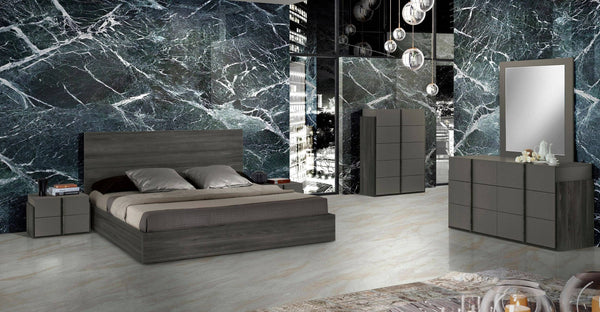 Queen Nova Domus Lucia Italian Modern Matte Grey / Elm Grey Bedroom Set - MONAVILLA
