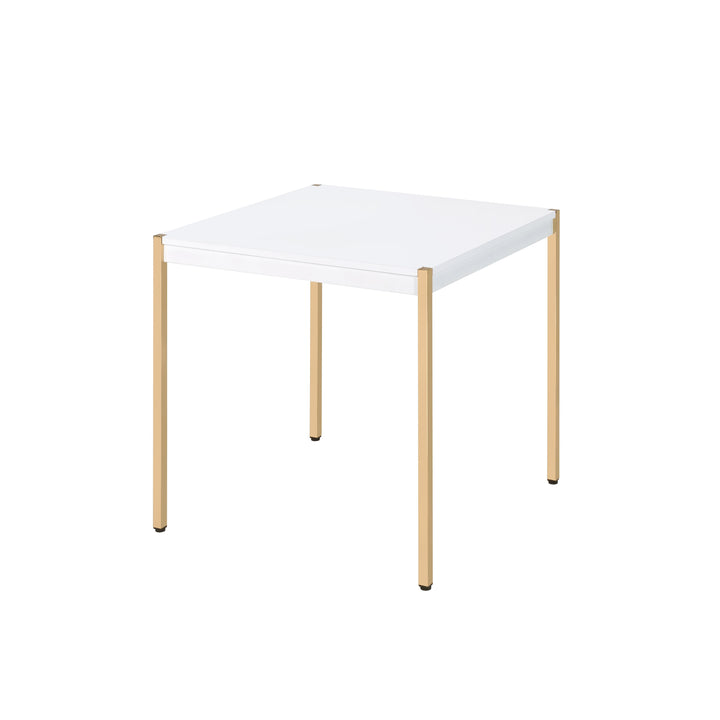 ACME Otrac White & Gold Finish End Table Model LV00035 - MONAVILLA