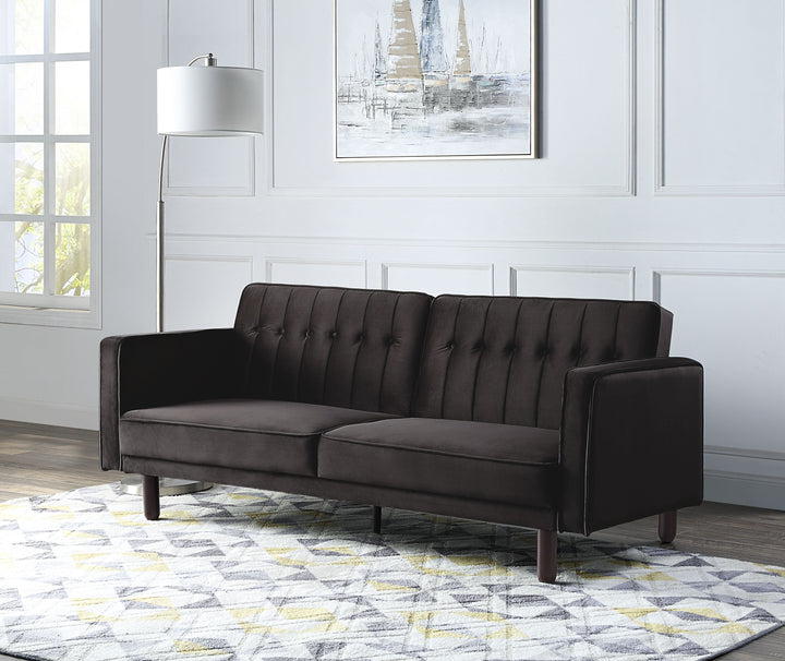 ACME Qinven Dark Brown Velvet Futon Model LV00086 - MONAVILLA