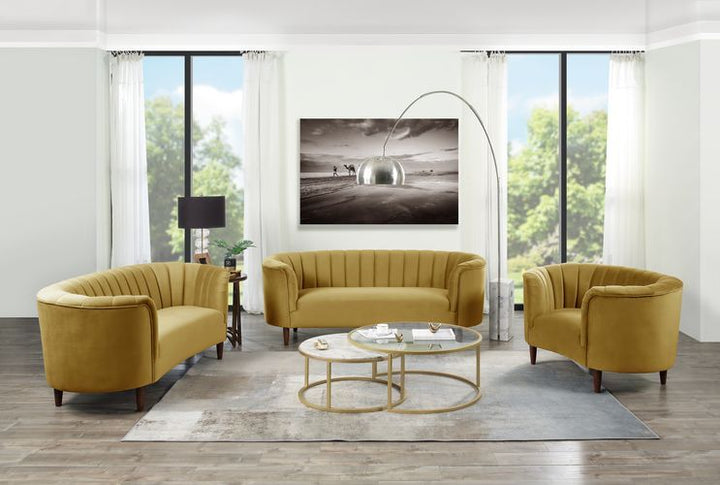ACME Millephri Olive Yellow Velvet Loveseat Model LV00164 - MONAVILLA