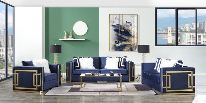 ACME Virrux Blue Velvet & Gold Finish Model LV00294 - MONAVILLA