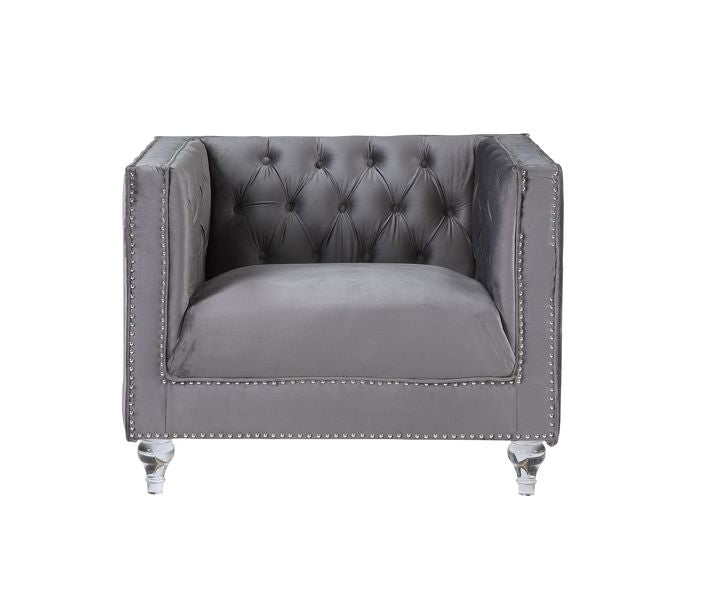ACME HeiberoII Gray Velvet Chair Model LV00332 - MONAVILLA