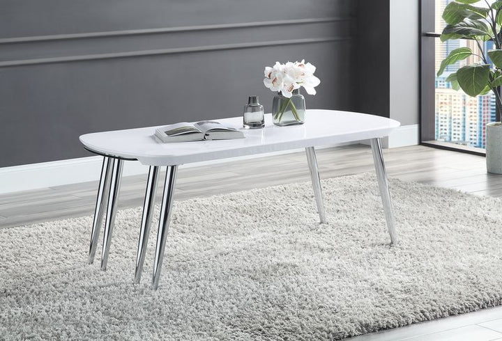 ACME White & Chrome Finish Coffee Table Model LV00363 - MONAVILLA