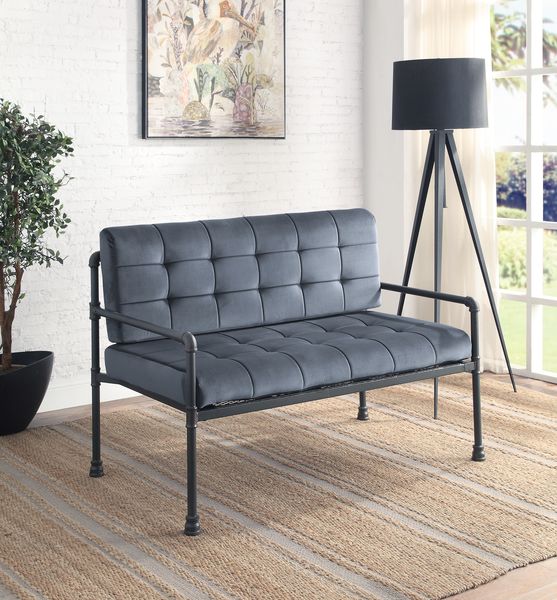 ACME Brantley Gray Velvet & Sandy Gray Finish Loveseat Model LV00426 - MONAVILLA