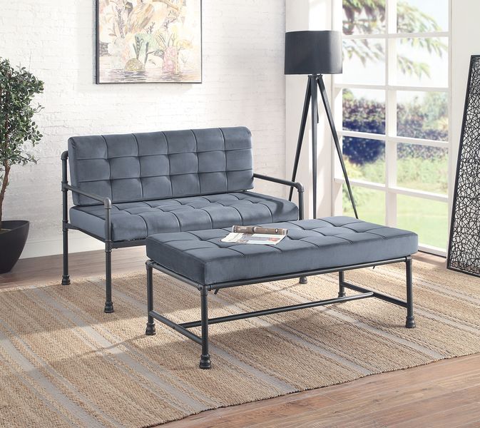 ACME Brantley Gray Velvet & Sandy Gray Finish Bench Model AC00428 - MONAVILLA