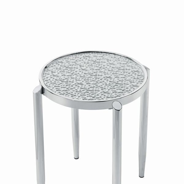 ACME Abbe Glass & Chrome Finish End Table Model LV00573 - MONAVILLA