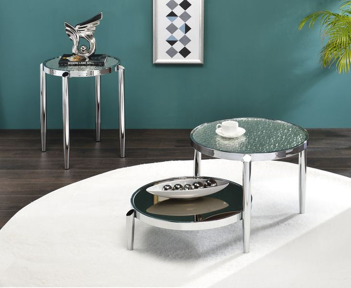 ACME Abbe Glass & Chrome Finish End Table Model LV00573 - MONAVILLA