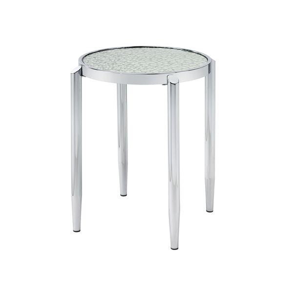 ACME Abbe Glass & Chrome Finish End Table Model LV00573 - MONAVILLA
