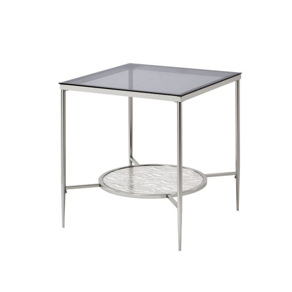 ACME Adelrik Glass & Chrome Finish End Table Model LV00575 - MONAVILLA