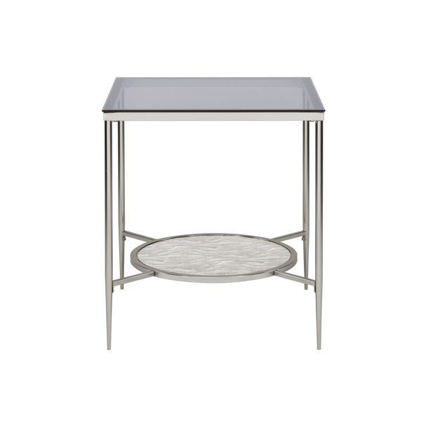ACME Adelrik Glass & Chrome Finish End Table Model LV00575 - MONAVILLA