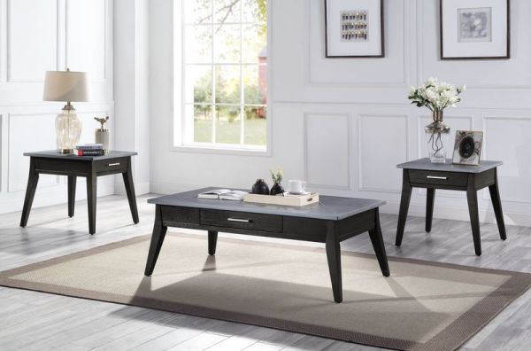 ACME Zemocryss Marble & Dark Brown Finish End Table Model LV00609 - MONAVILLA