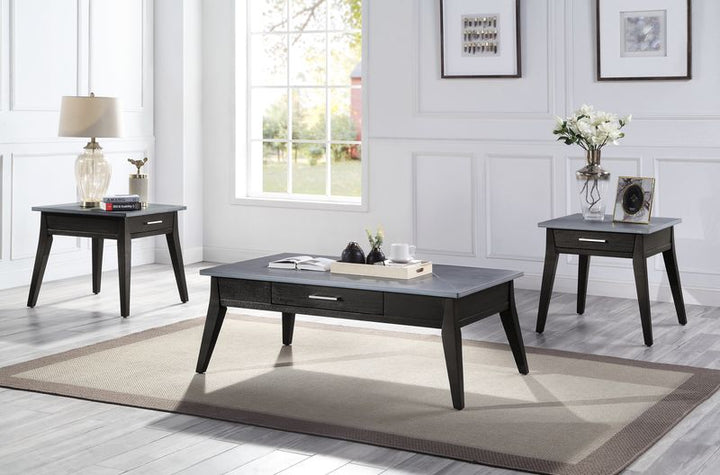 ACME Zemocryss Marble & Dark Brown Finish End Table Model LV00609 - MONAVILLA