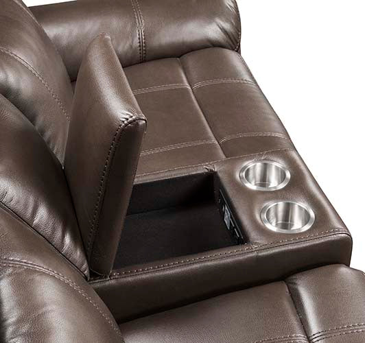 ACME Lydia Brown Leather Aire Loveseat Model LV00655 - MONAVILLA