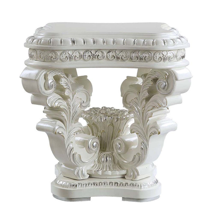 ACME Vanaheim Antique White Finish End Table Model LV00801 - MONAVILLA