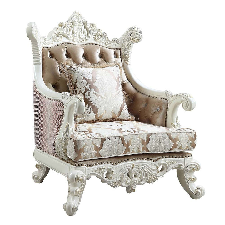 ACME Vanaheim Fabric & Antique White Finish Chair Model LV00805 - MONAVILLA