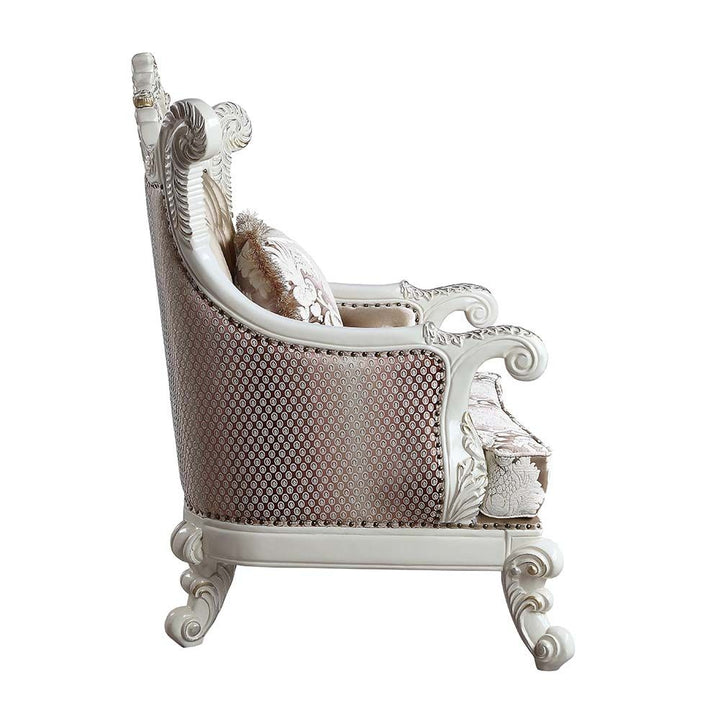 ACME Vanaheim Fabric & Antique White Finish Chair Model LV00805 - MONAVILLA
