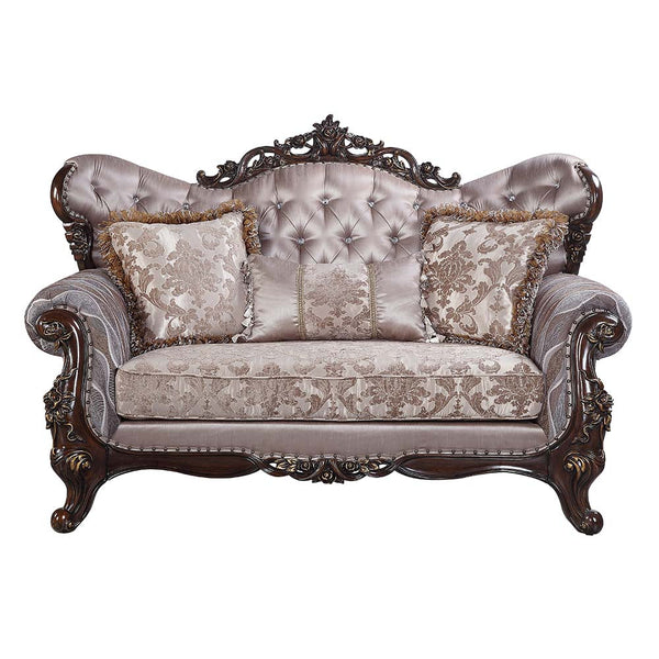 ACME Benbek Fabric & Antique Oak Finish Loveseat Model LV00810 - MONAVILLA