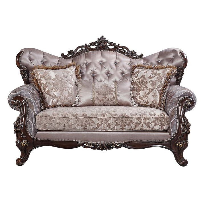 ACME Benbek Fabric & Antique Oak Finish Loveseat Model LV00810 - MONAVILLA