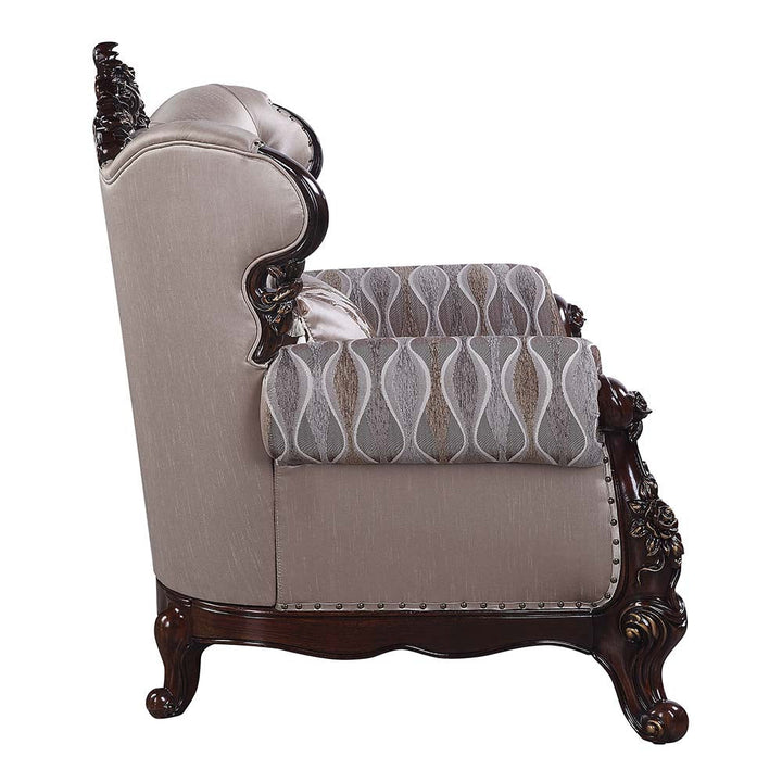 ACME Benbek Fabric & Antique Oak Finish Loveseat Model LV00810 - MONAVILLA