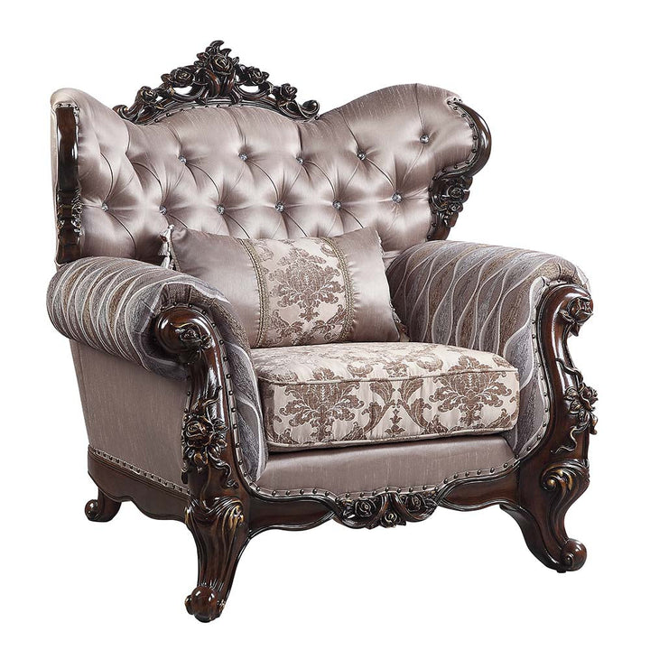 ACME Benbek Fabric & Antique Oak Finish Chair Model LV00811 - MONAVILLA