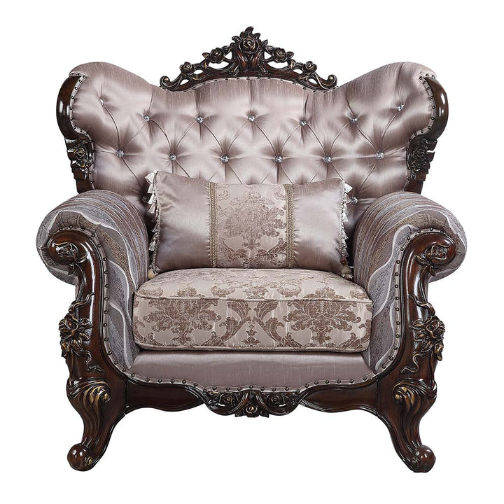 ACME Benbek Fabric & Antique Oak Finish Chair Model LV00811 - MONAVILLA