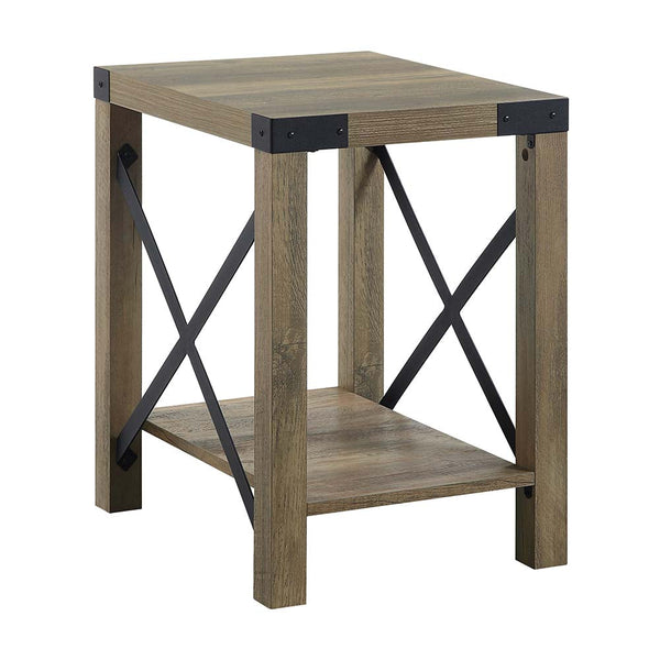 ACME Abiram Rustic Oak Finish End Table Model LV01002 - MONAVILLA