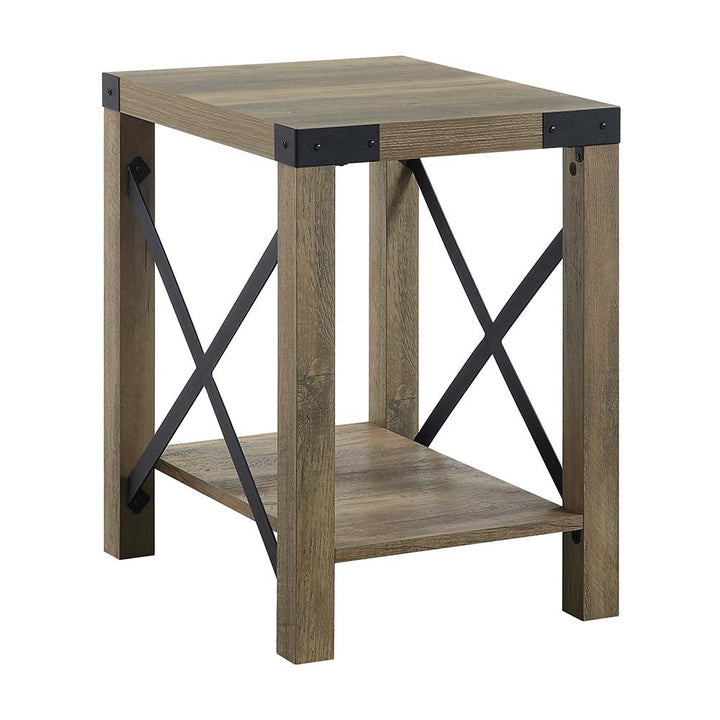 ACME Abiram Rustic Oak Finish End Table Model LV01002 - MONAVILLA