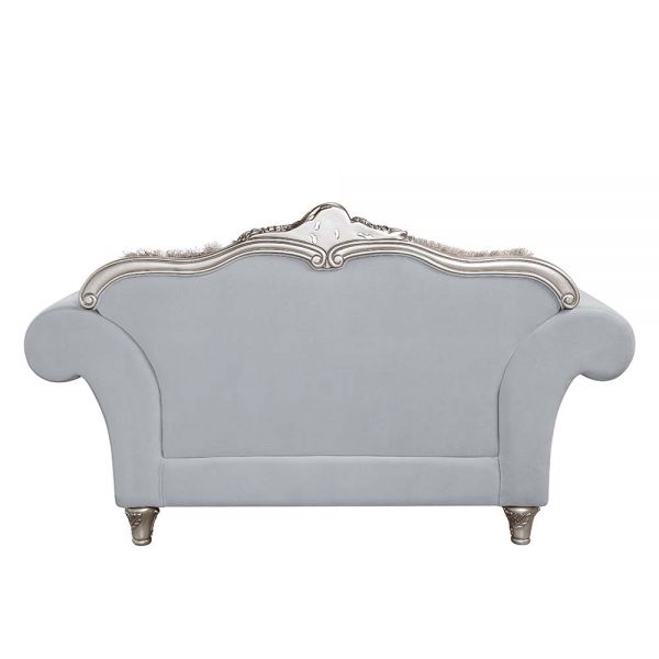 ACME Pelumi Light Gray Linen & Platinum Finish Loveseat Model LV01113 - MONAVILLA