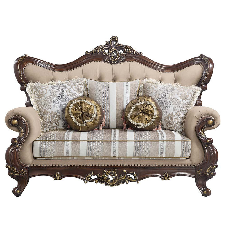 ACME Ragnar Light Brown Linen & Cherry Finish Loveseat Model LV01123 - MONAVILLA